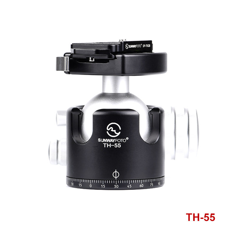 TH-55G Tripod Head 55mm Low Profile Ball Head Mount with Lever Clamp and QR Quick Release Plate for DSRL Camera,Load 77lb(35kg)