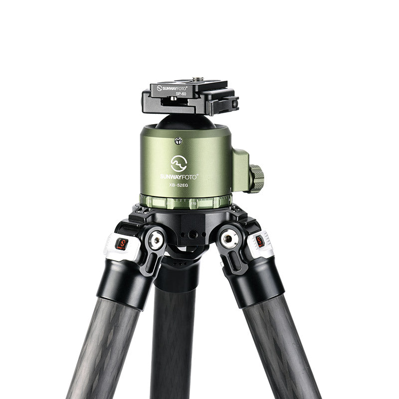 XB-52EG OD Green 52mm Low-profile Ballhead without notch with Picatinny to Arca Swiss Adapter  Duo-Lever Clamp SDC-50 for Shooting Tripod