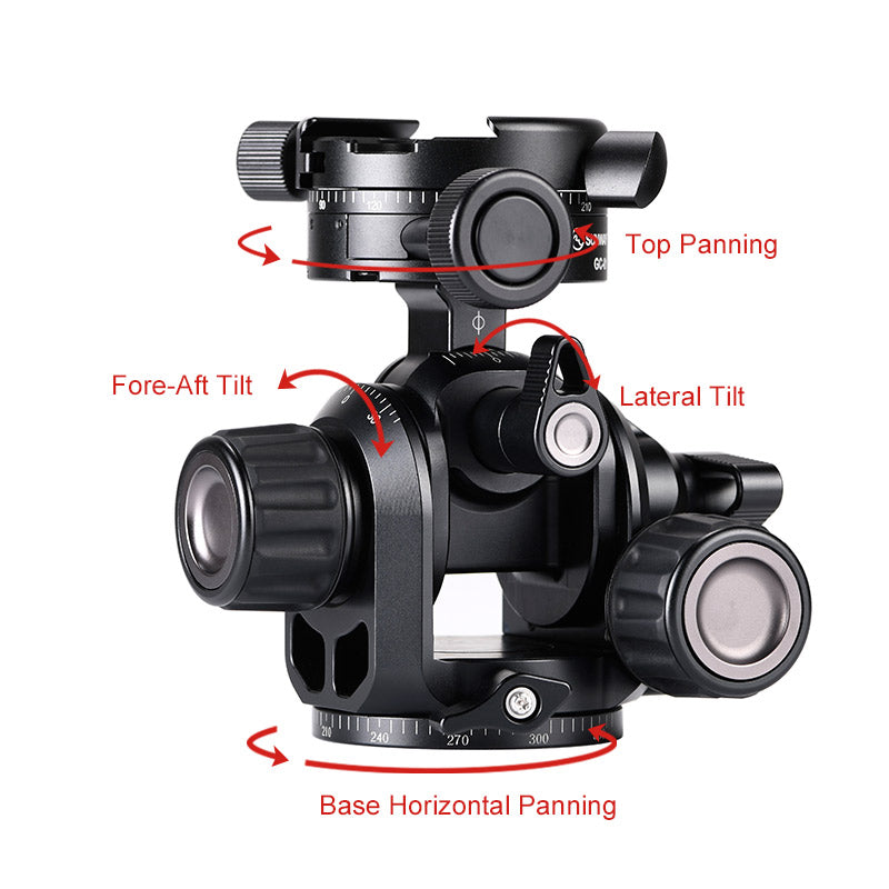 GH-PRO+ Geared Head 3D Independent Adjustment comes with Geared Panning Clamp GC-01