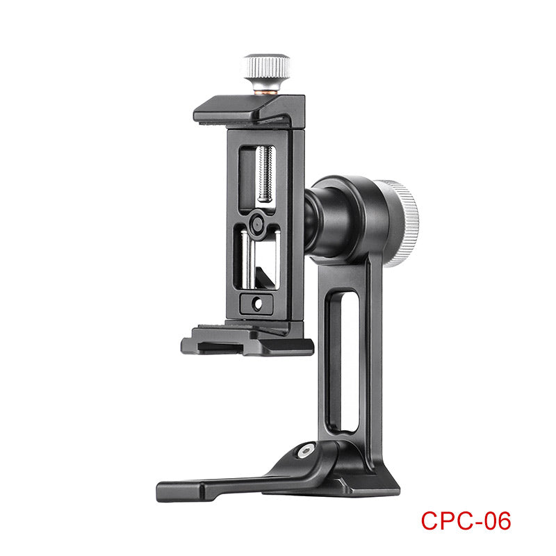 CPC-06 Cell Phone Clamp Tridpod Stand Smartphone Clamp Adapter with Cold Shoe Mount 1/4 Thread Arca Swiss
