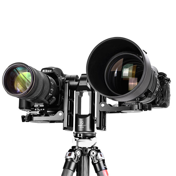 GH-03+ Dual-camera  Gimbal Head for Tripod Aluminum Load 66 lbs(30 Kgs）