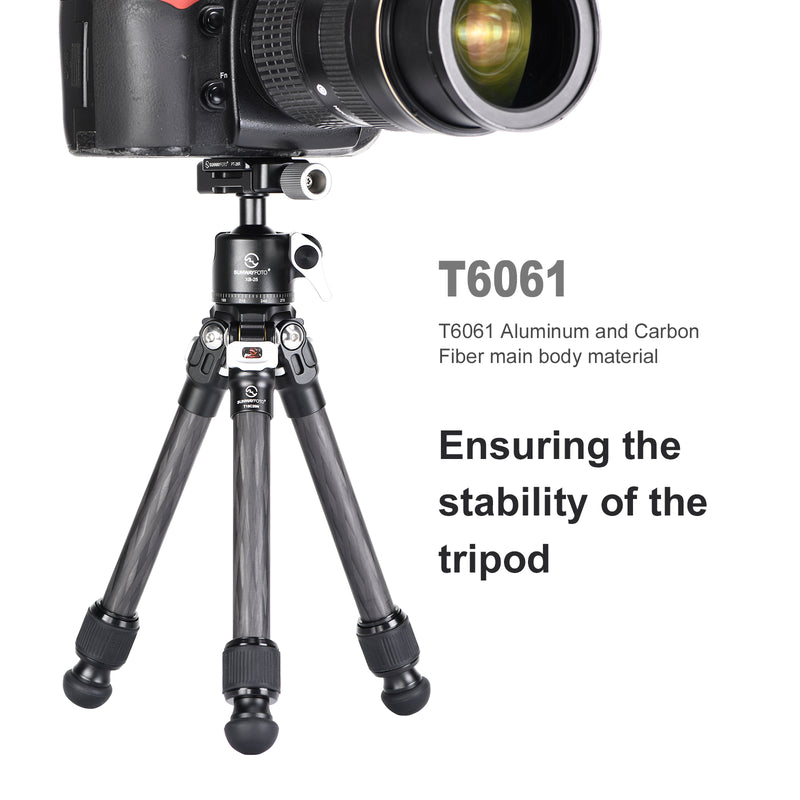 T16C20NII+XB-25  Mini Carbon Fiber Tripod for IPhone and DLSR and 25mm Ballhead,2 Sections
